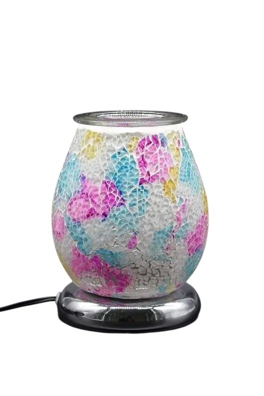 Selected Scent Electric Decorative Warmer with colorful mosaic glass and chrome base