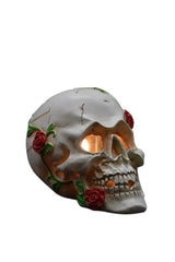 Selected Scent electric decorative warmer shaped like a skull with red roses and glowing light inside