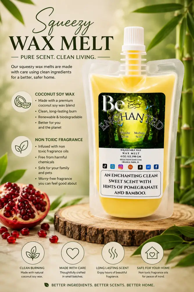 Be enchanted squeezable wax melt pomegranate and bamboo limited edition