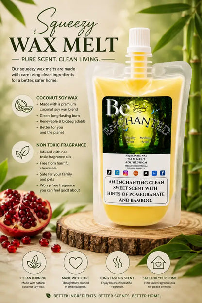 Be enchanted squeezable wax melt pomegranate and bamboo limited edition