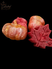 Selected Scent pumpkin and leaves wax melts autumn pumpkin and maple leaf shapes with gold shimmer
