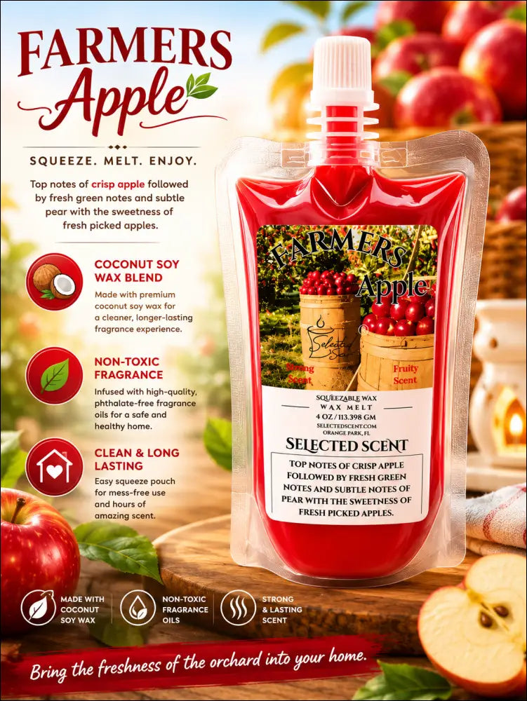 Farmers apple squeezable wax melts long lasting far throw scent