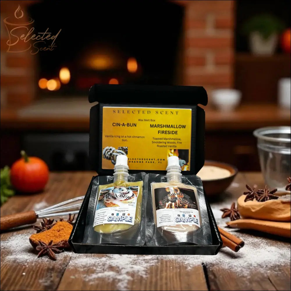 Selected Scent Long Lasting Fragrance Set with Cin-A-Bun and Marshmallow Fireside scents in gift box