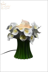 Selected Scent electric decorative warmer shaped like white calla lilies with green base