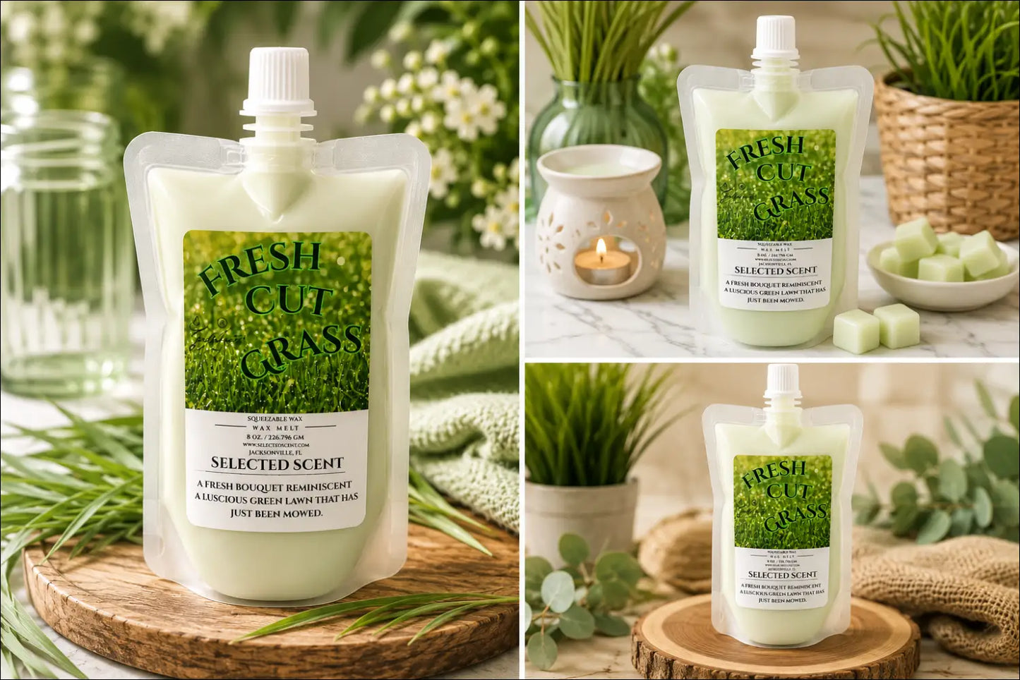 Fresh cut grass squeezable wax melt