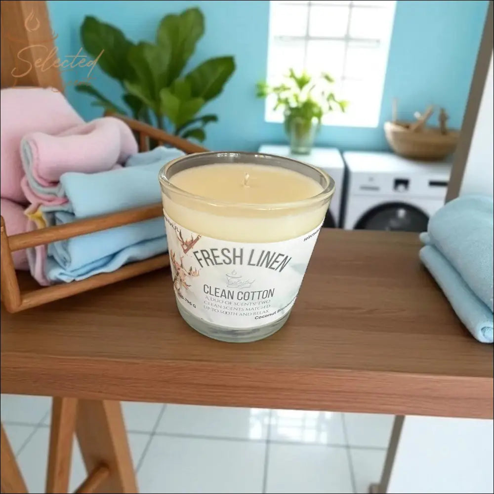 Fresh Linen And Clean Cotton 8 Oz Candle Duo Clean Scented