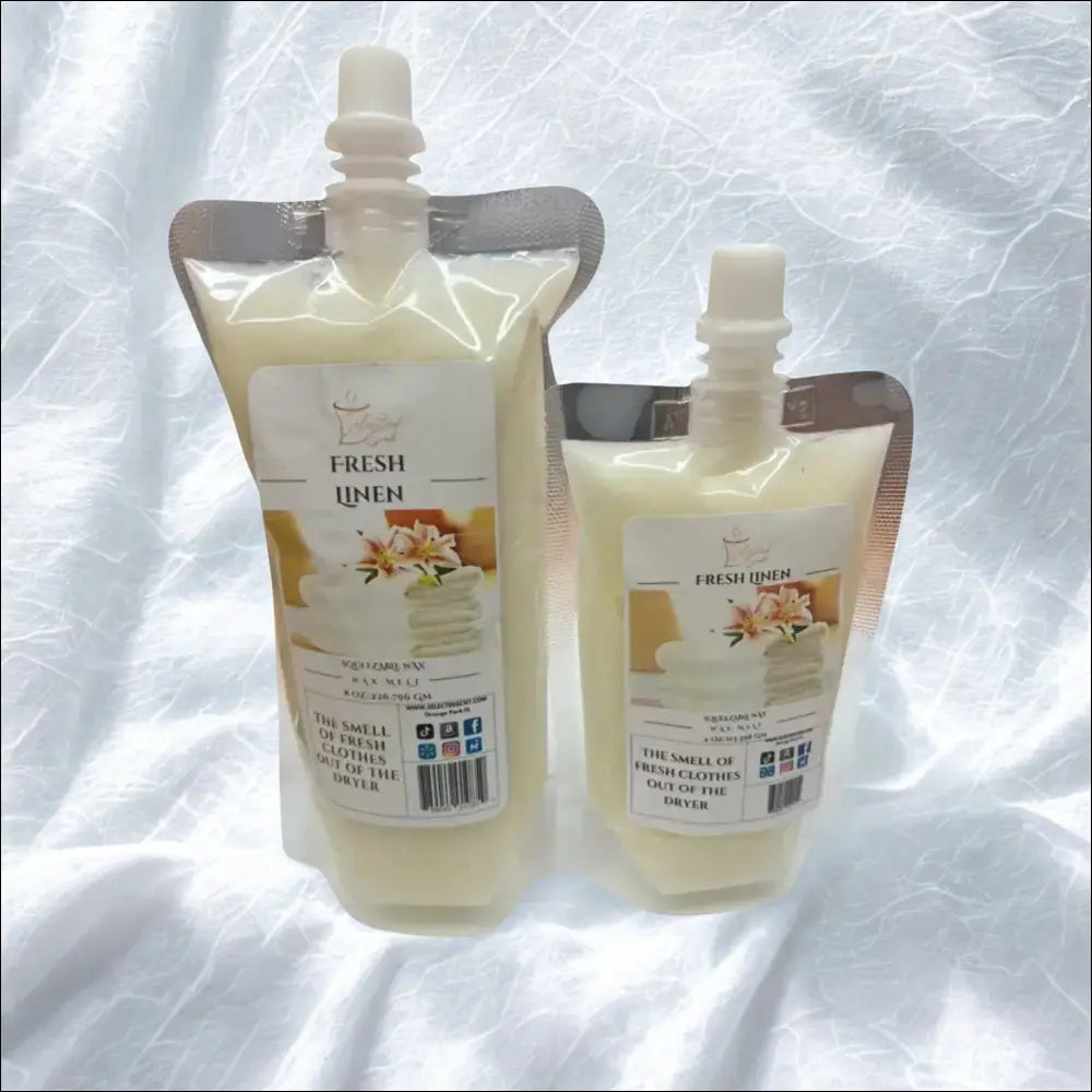 Fresh linen squeezable wax melt clean laundry scent melts