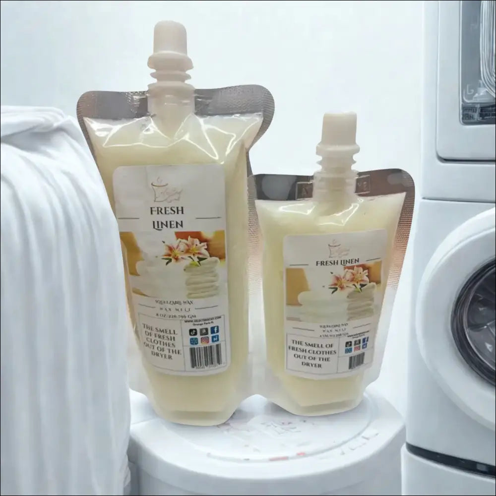 Fresh linen squeezable wax melt clean laundry scent melts