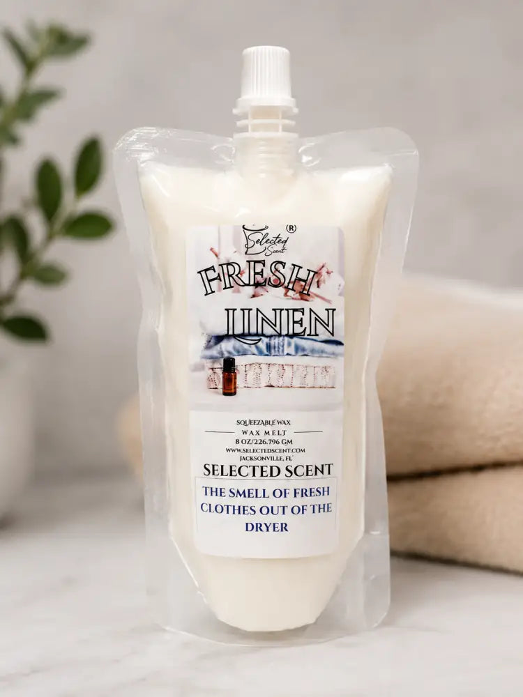 Fresh linen squeezable wax melt clean laundry scent melts