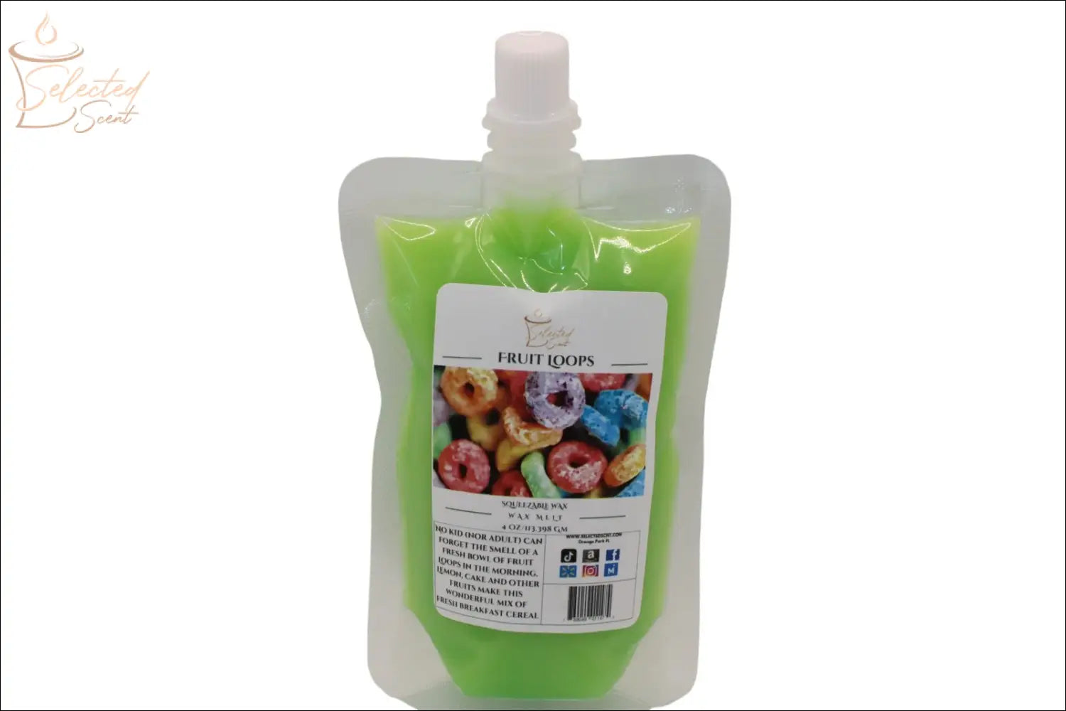 Selected Scent Fruit Loops cereal scent home fragrance refill pouch with green liquid