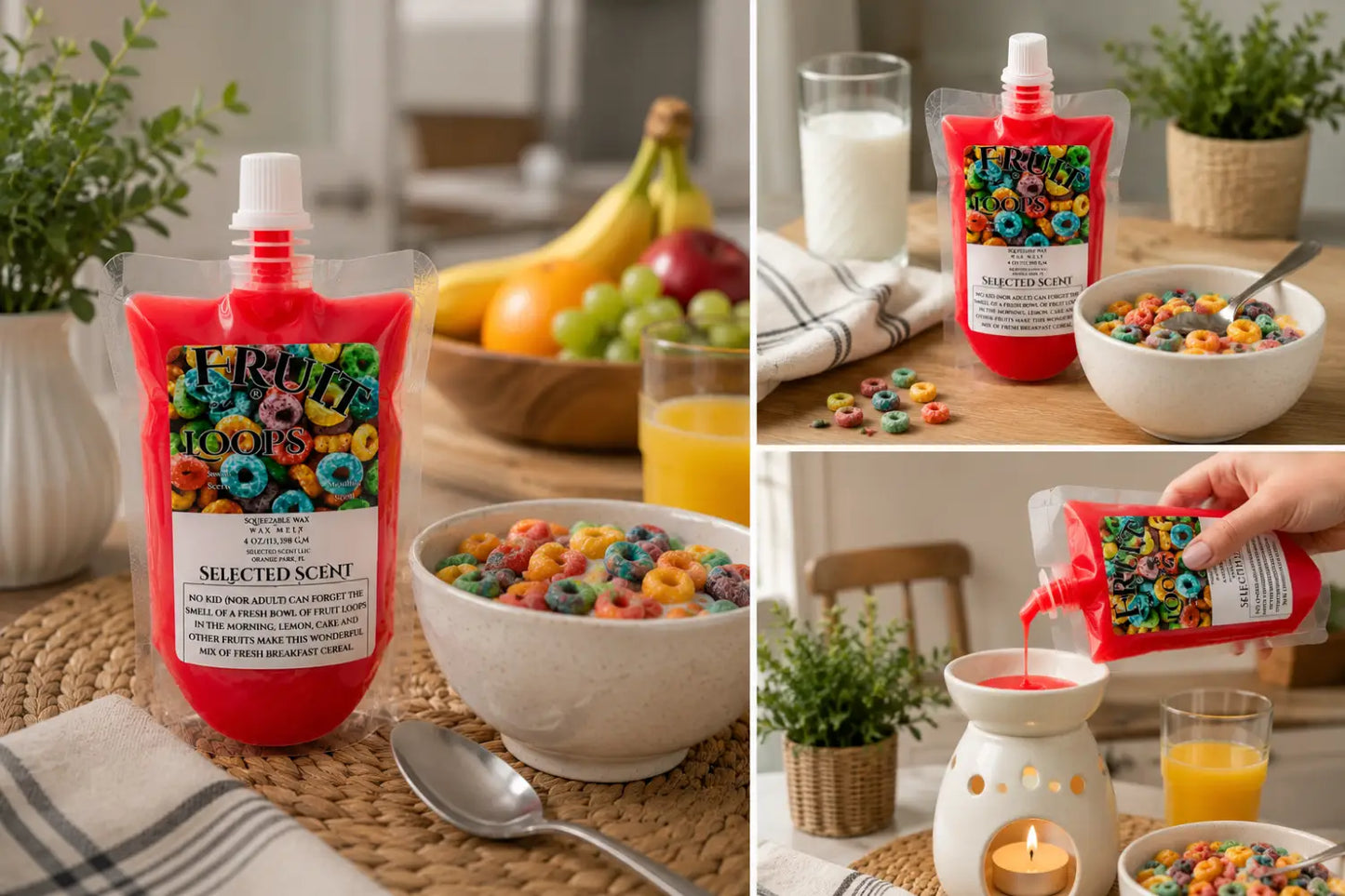 Fruit loops squeezable wax melt cereal scent home fragrance