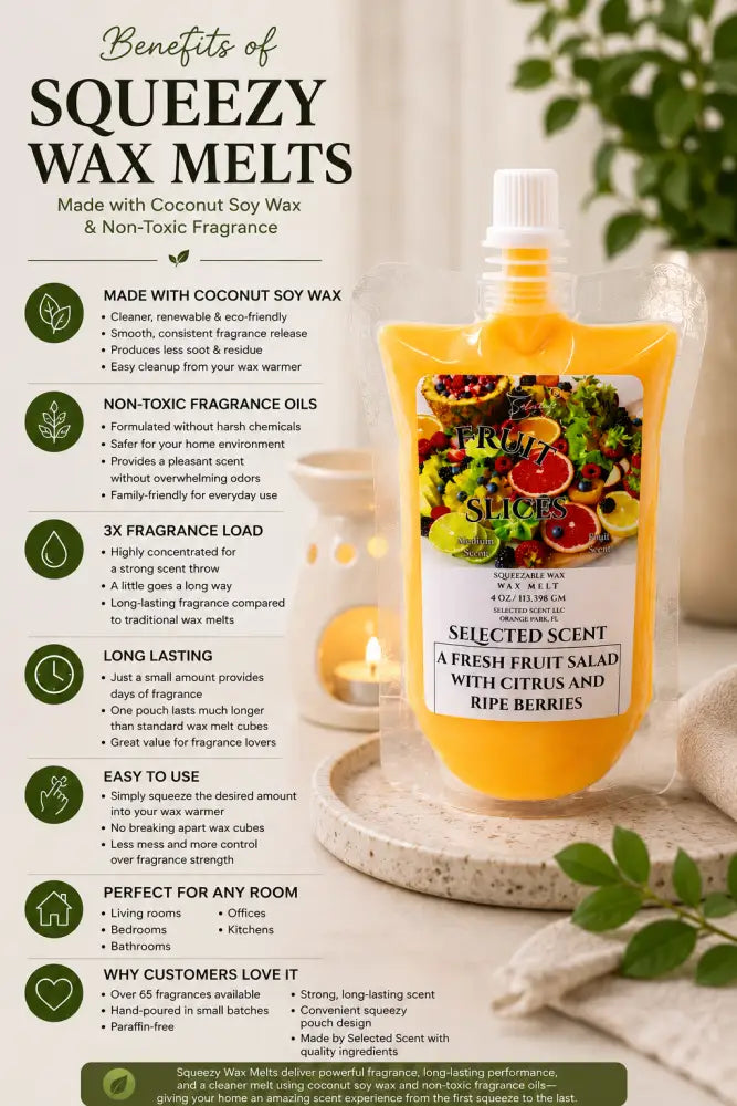 Fruit slices long lasting squeezable wax melts for home