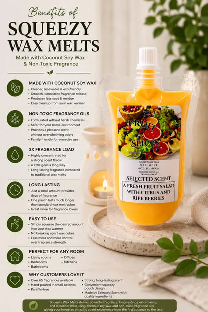 Fruit slices long lasting squeezable wax melts for home