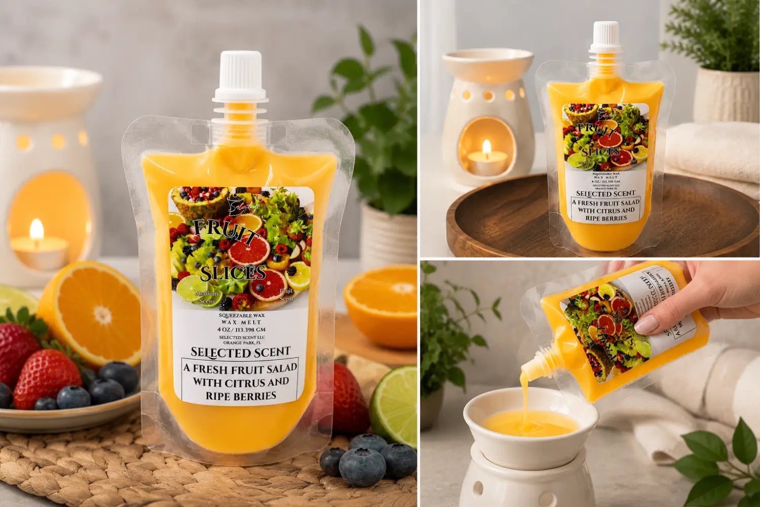 Fruit slices long lasting squeezable wax melts for home