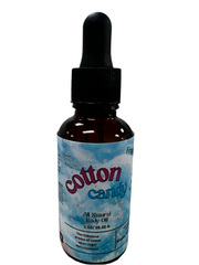 Selected Scent cotton candy body oil bottle for hydrating and protecting skin with natural ingredients