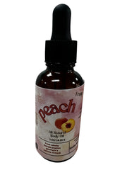Selected Scent peach all natural body oil for hydrating and protecting skin in a 1 oz dropper bottle