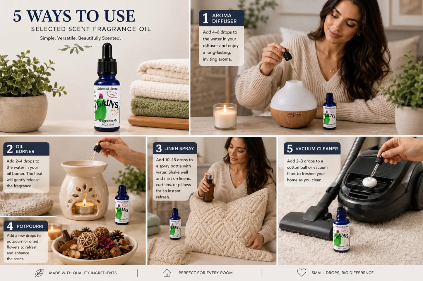 Gains 100% fragrance oil – fresh laundry home by selected scent