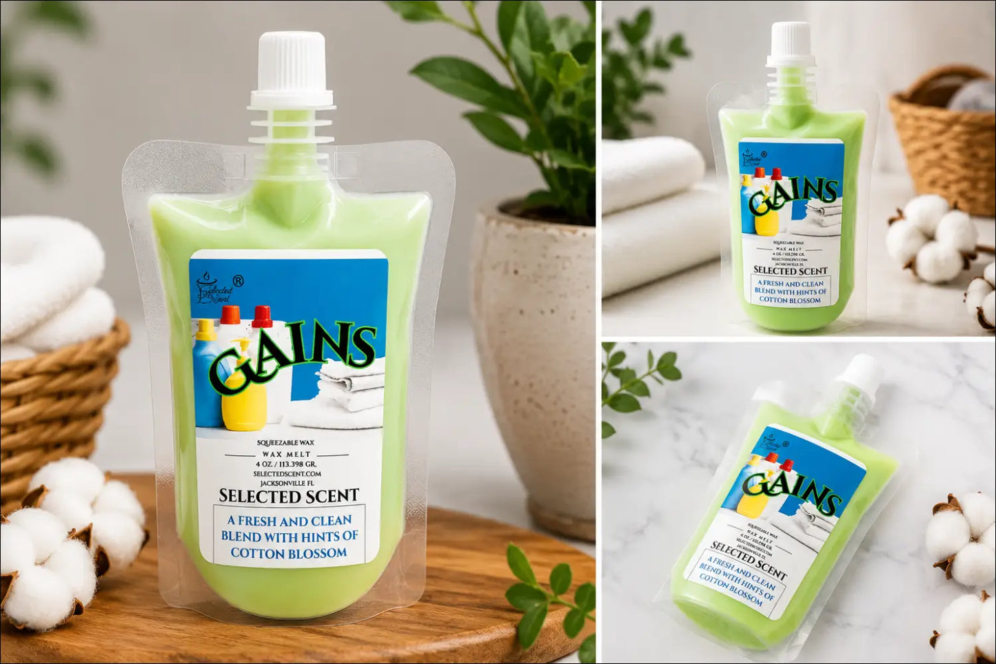 Gains squeezable wax melt long lasting fragrance a clean scent