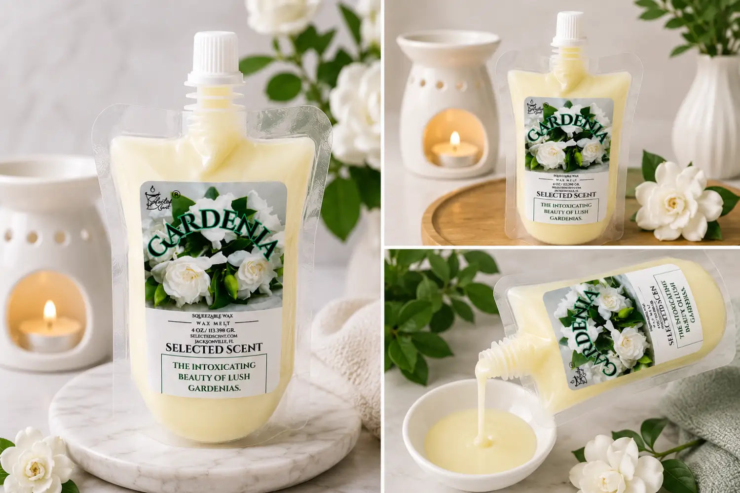Gardenia squeezable wax melt - long-lasting scent