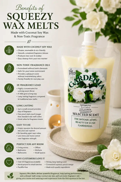 Gardenia squeezable wax melt - long-lasting scent