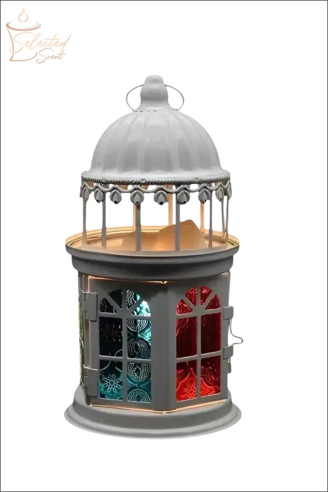 Selected Scent Electric Decorative Warmer with colorful stained glass and vintage lantern design