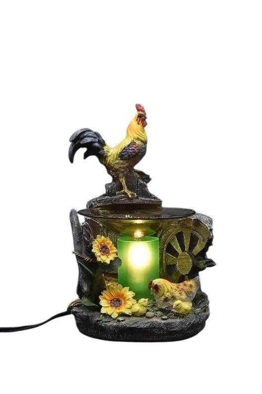 Selected Scent Electric Decorative Warmer featuring a rooster design with sunflowers and a glowing light