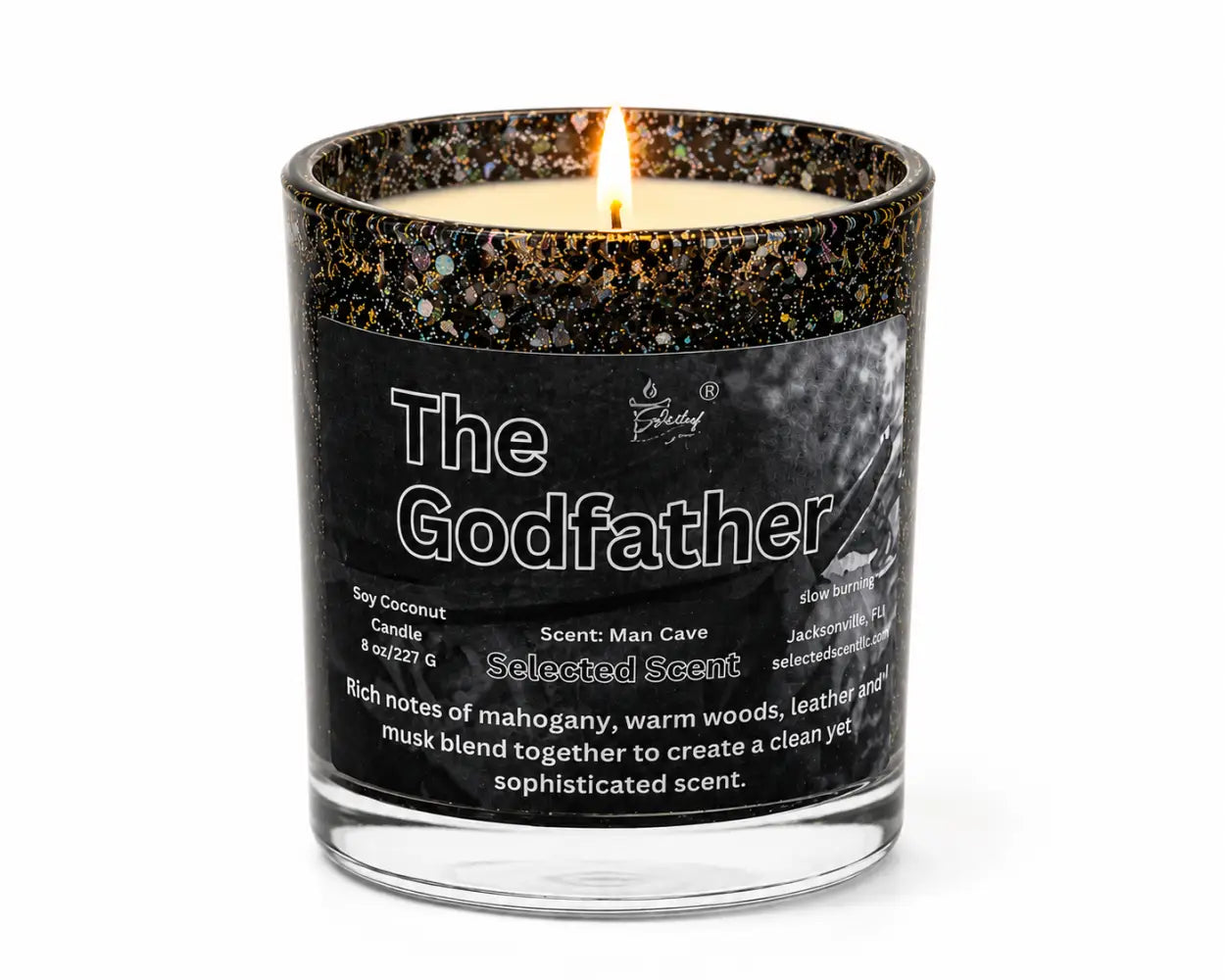 The godfather 8 ounce candle – bold sophisticated masculine fragrance by selected scent