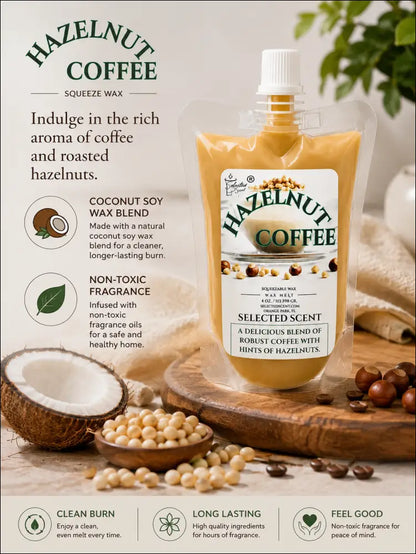 Hazelnut coffee squeezable wax melt long lasting fragrance very strong scent
