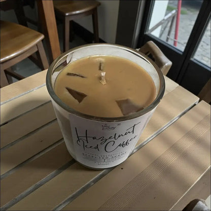 Hazelnut iced coffee 8 ounce luxury candle long lasting scented