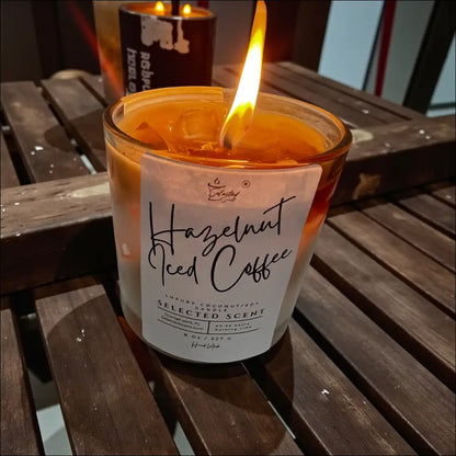 Hazelnut iced coffee 8 ounce luxury candle long lasting scented