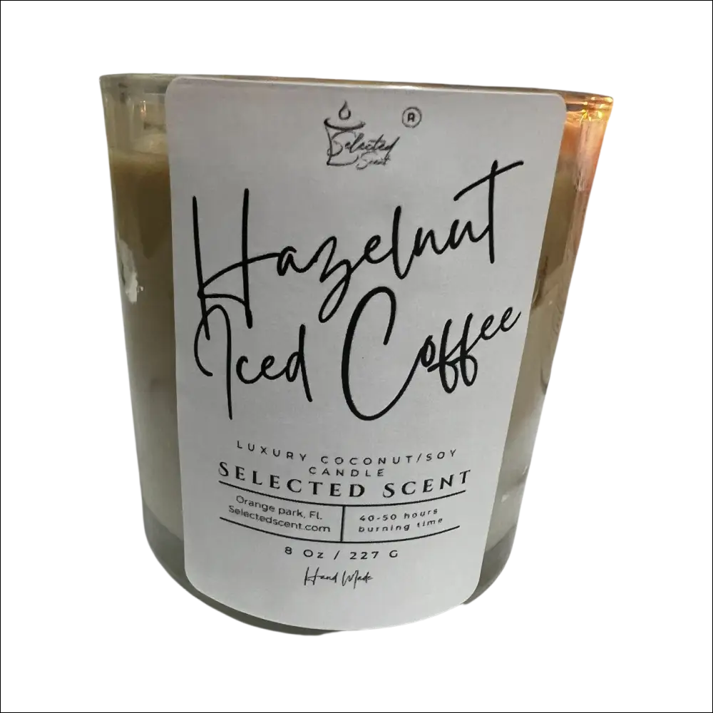 Hazelnut iced coffee 8 ounce luxury candle long lasting scented