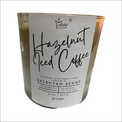 Hazelnut iced coffee 8 ounce luxury candle long lasting scented