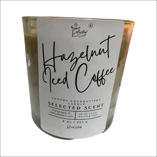 Hazelnut iced coffee 8 ounce luxury candle long lasting scented