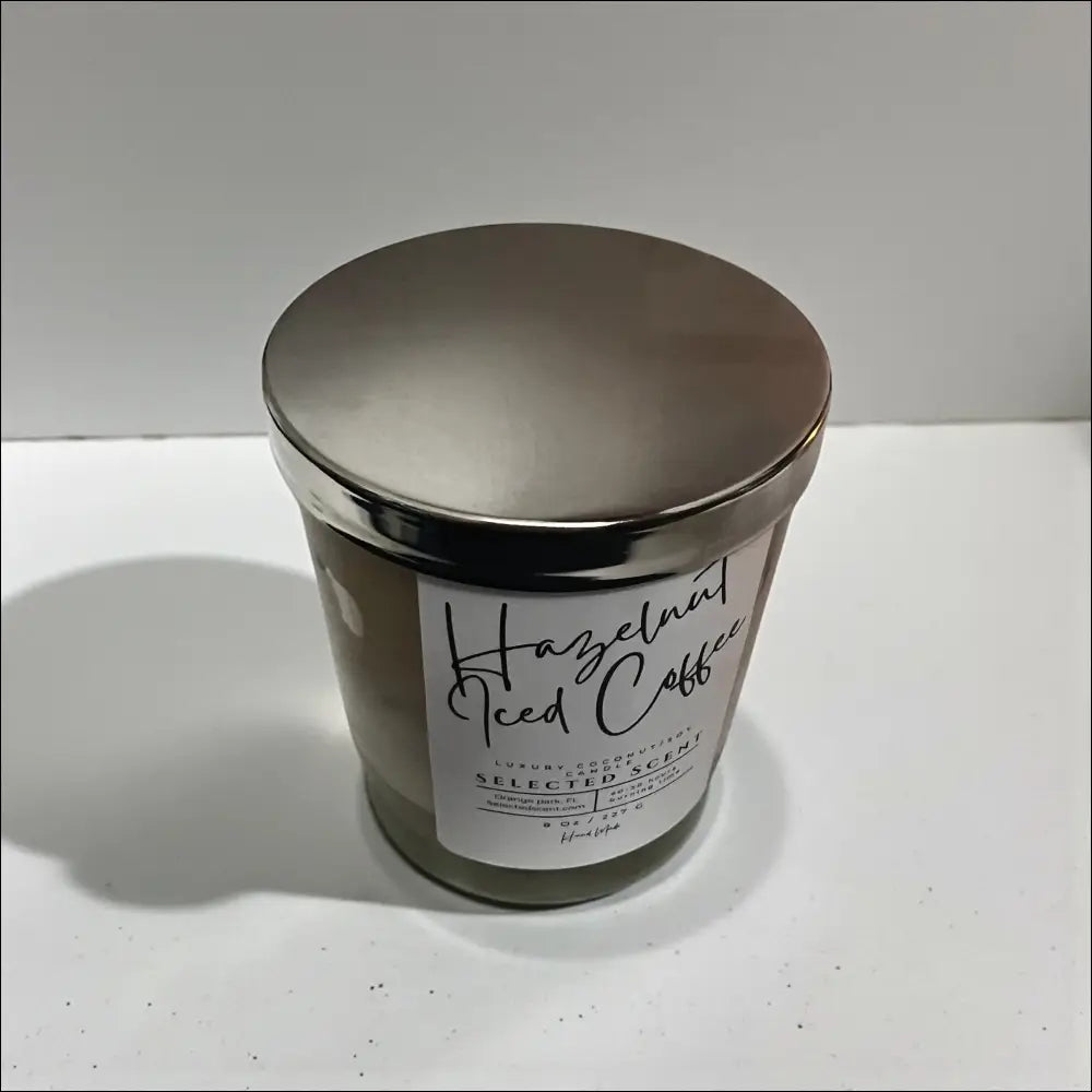 Hazelnut iced coffee 8 ounce luxury candle long lasting scented