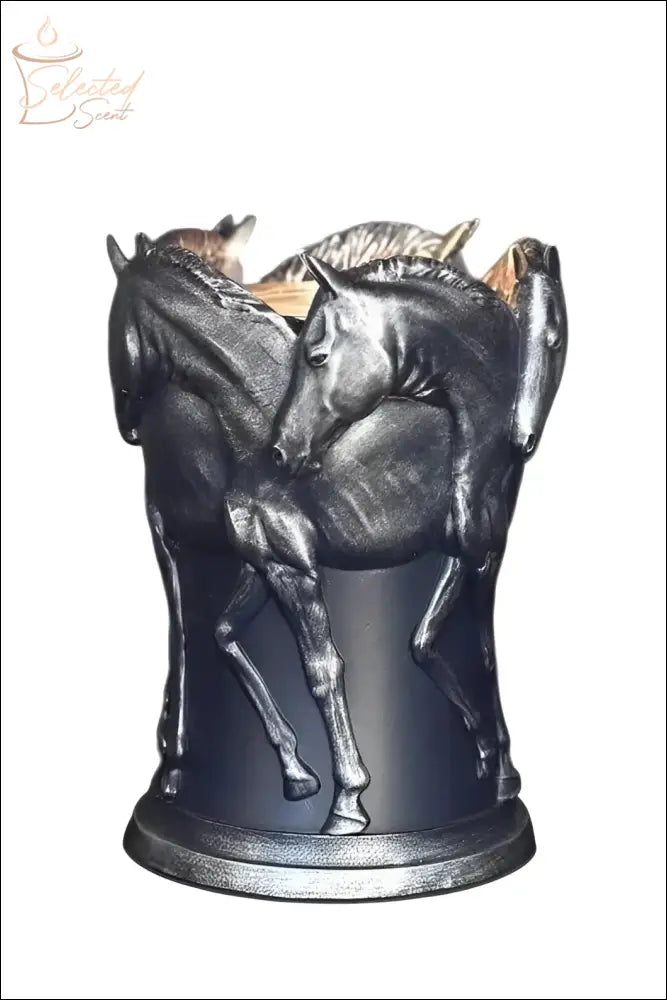Selected Scent Electric Decorative Warmer with detailed black horse design and metallic finish