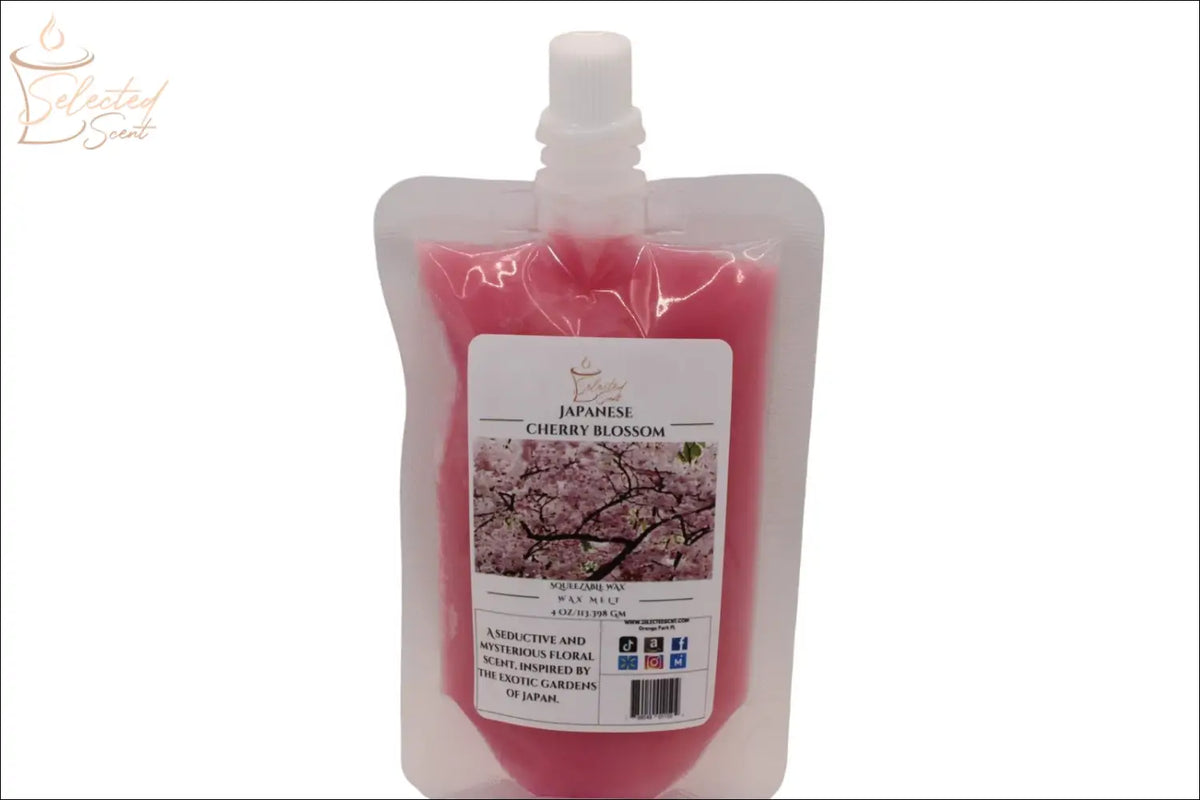 Selected Scent Japanese cherry blossom wax melt in resealable pouch with floral label