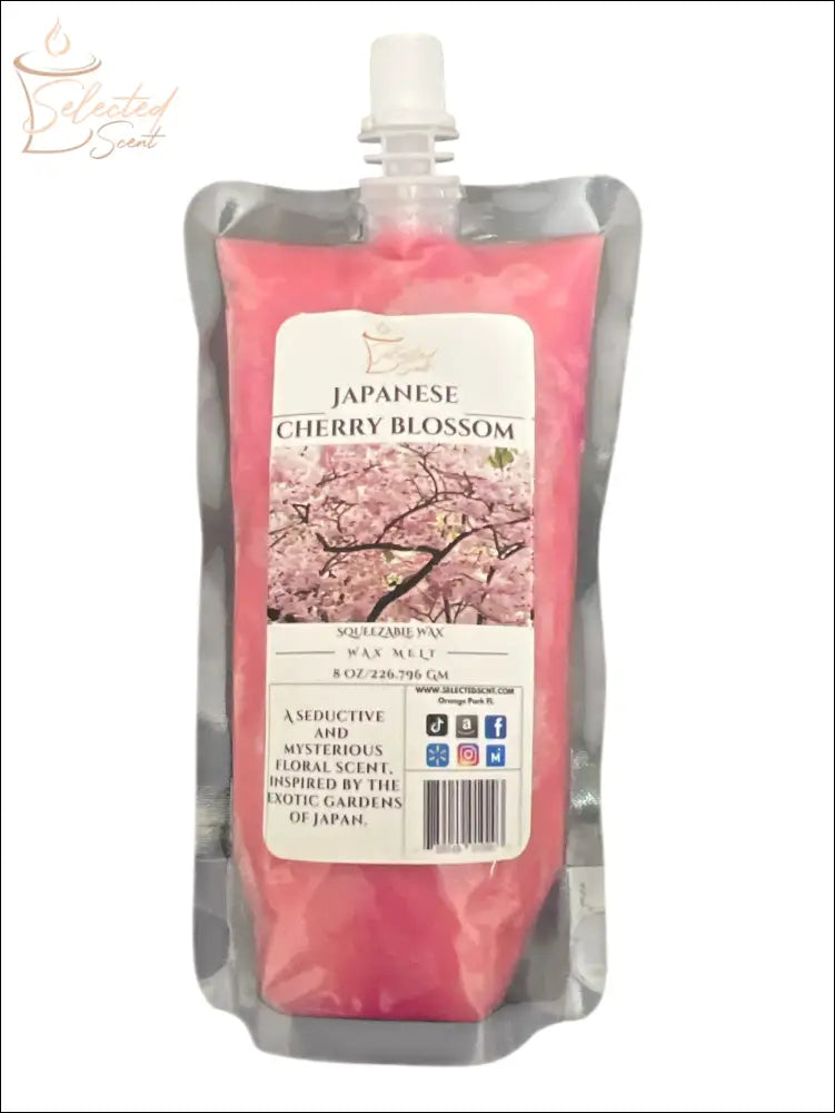 Selected Scent Japanese cherry blossom wax melt squeezable pack with floral fragrance