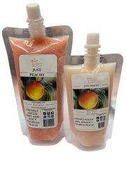 Selected Scent Just Peachy wax melts with long lasting fragrance in resealable pouch packaging