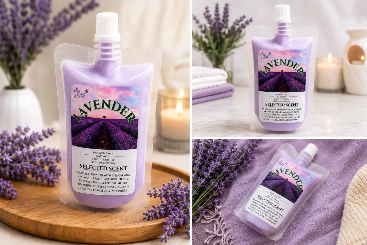 Lavender squeezable wax melt long lasting home fragrance
