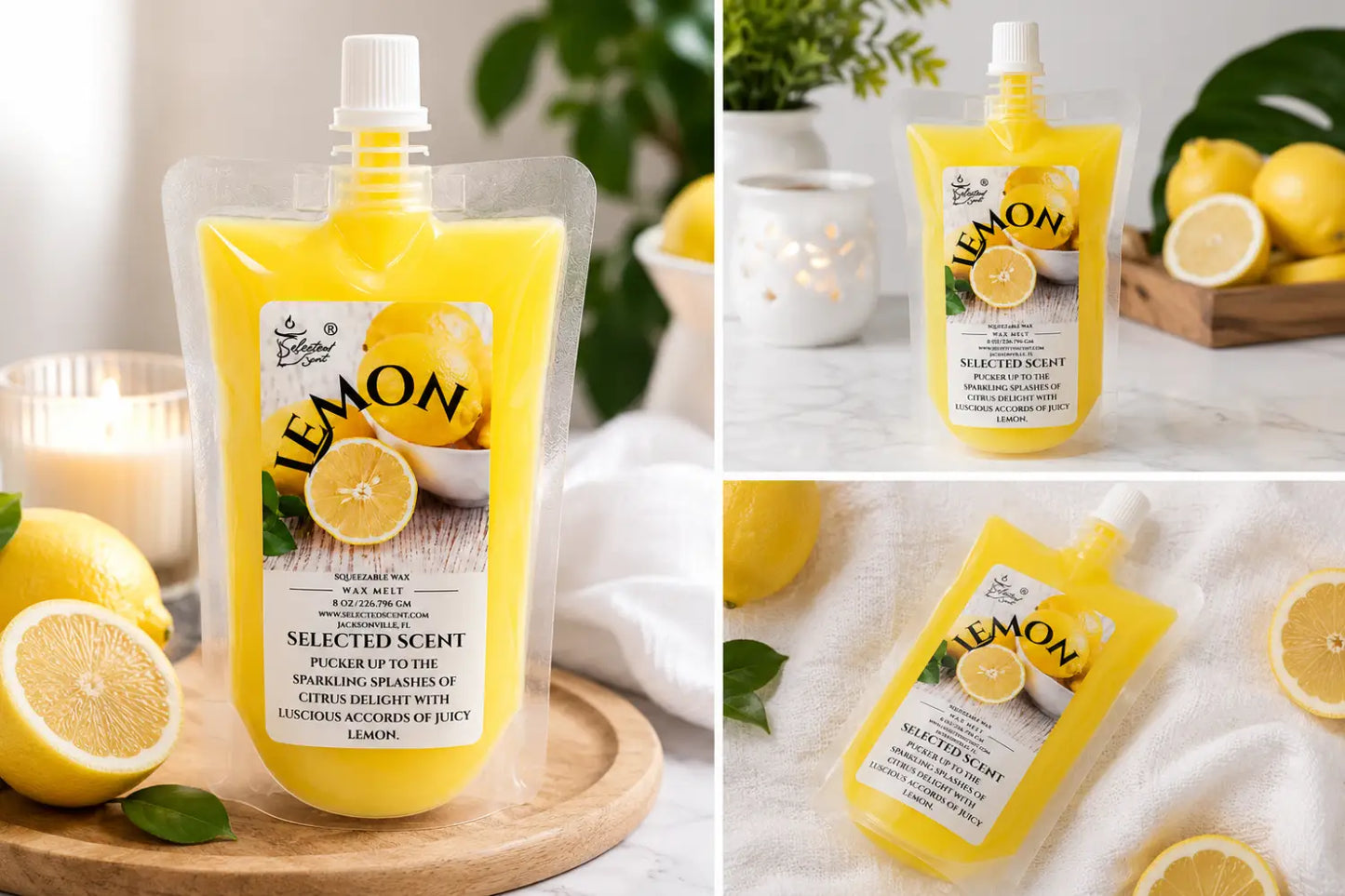 Lemon squeezable wax melt long lasting fragrance