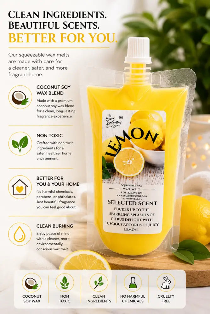 Lemon squeezable wax melt long lasting fragrance