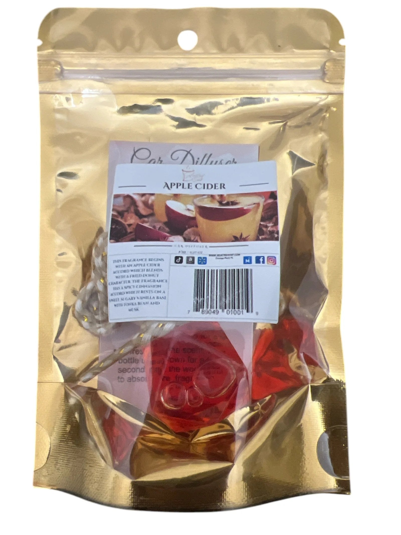Selected Scent apple cider long lasting car air freshener in resealable gold pouch