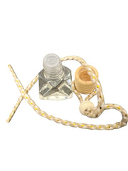 Selected Scent long lasting car air freshener with clear bottle and braided hanging string