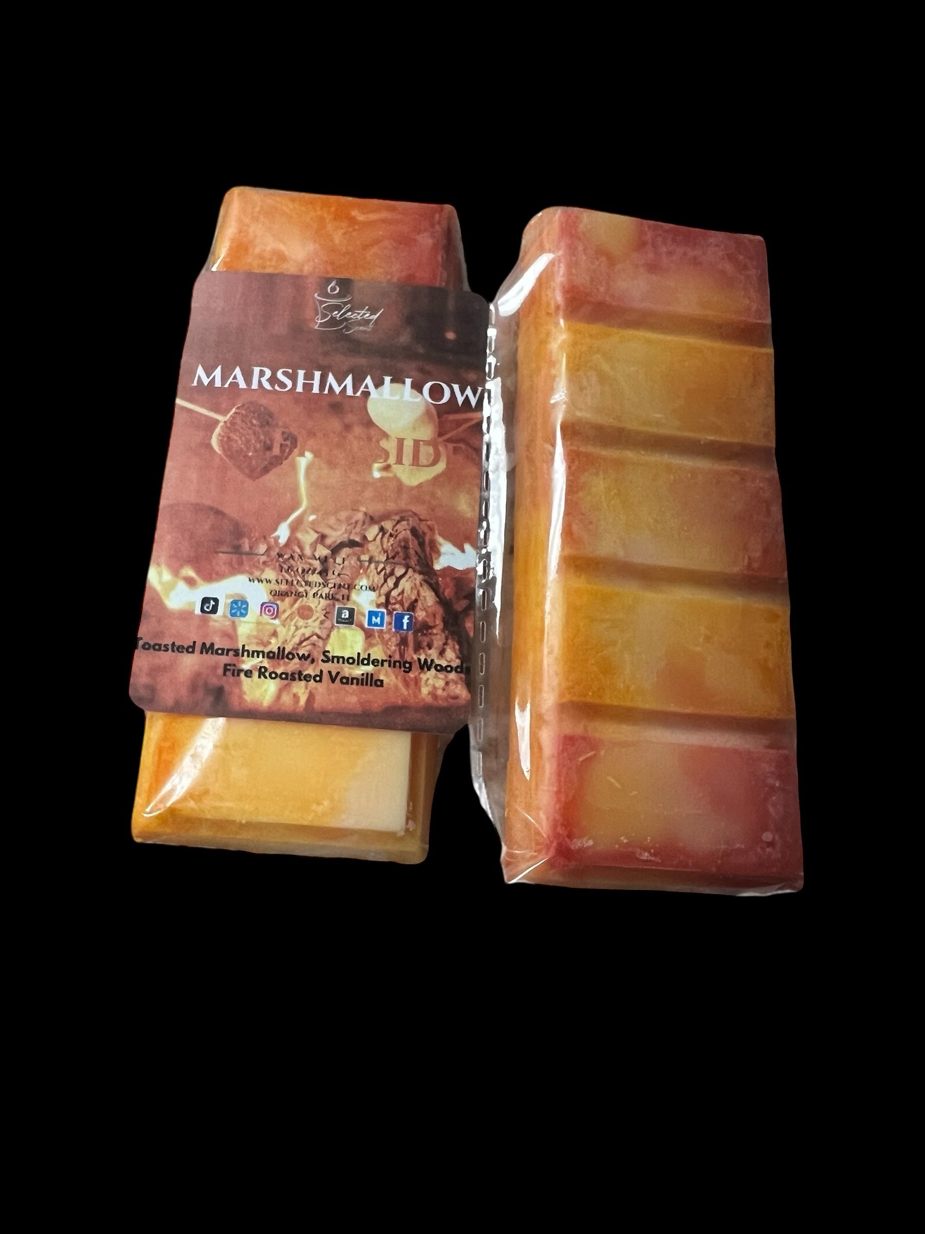 Selected Scent long lasting marshmallow wax melt with toasted marshmallow and vanilla scent in segmented bars