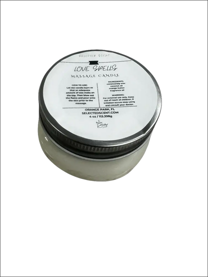 Love spell massage candle 4oz. With mango butter and vitamin e