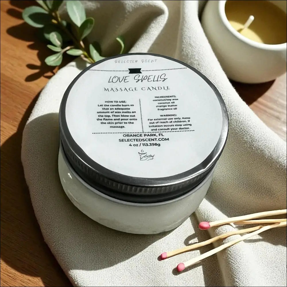 Love spell massage candle 4oz. With mango butter and vitamin e