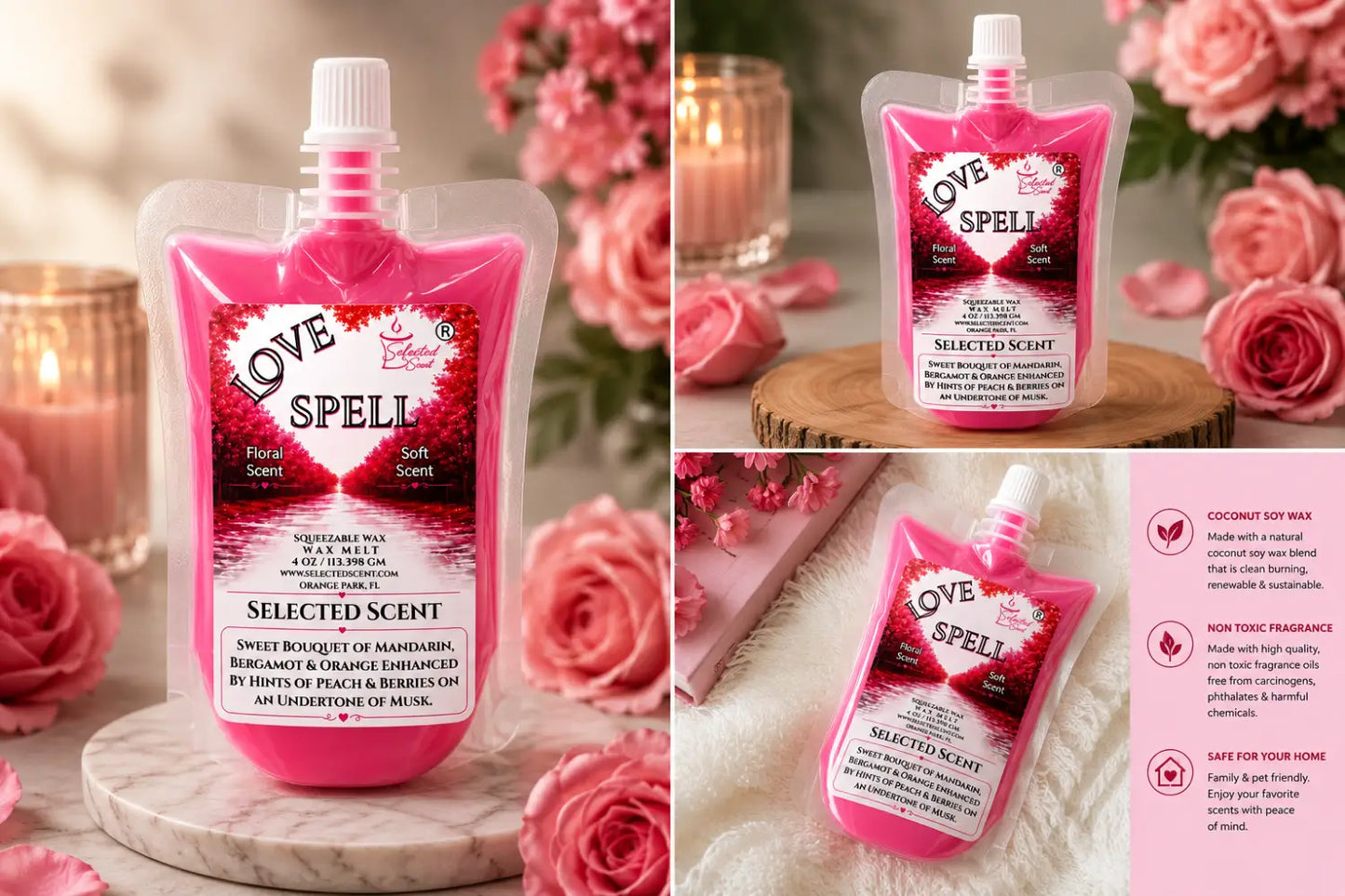 Love spell squeezable wax melt romantic home scent