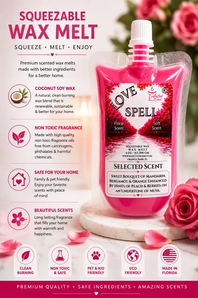 Love spell squeezable wax melt romantic home scent