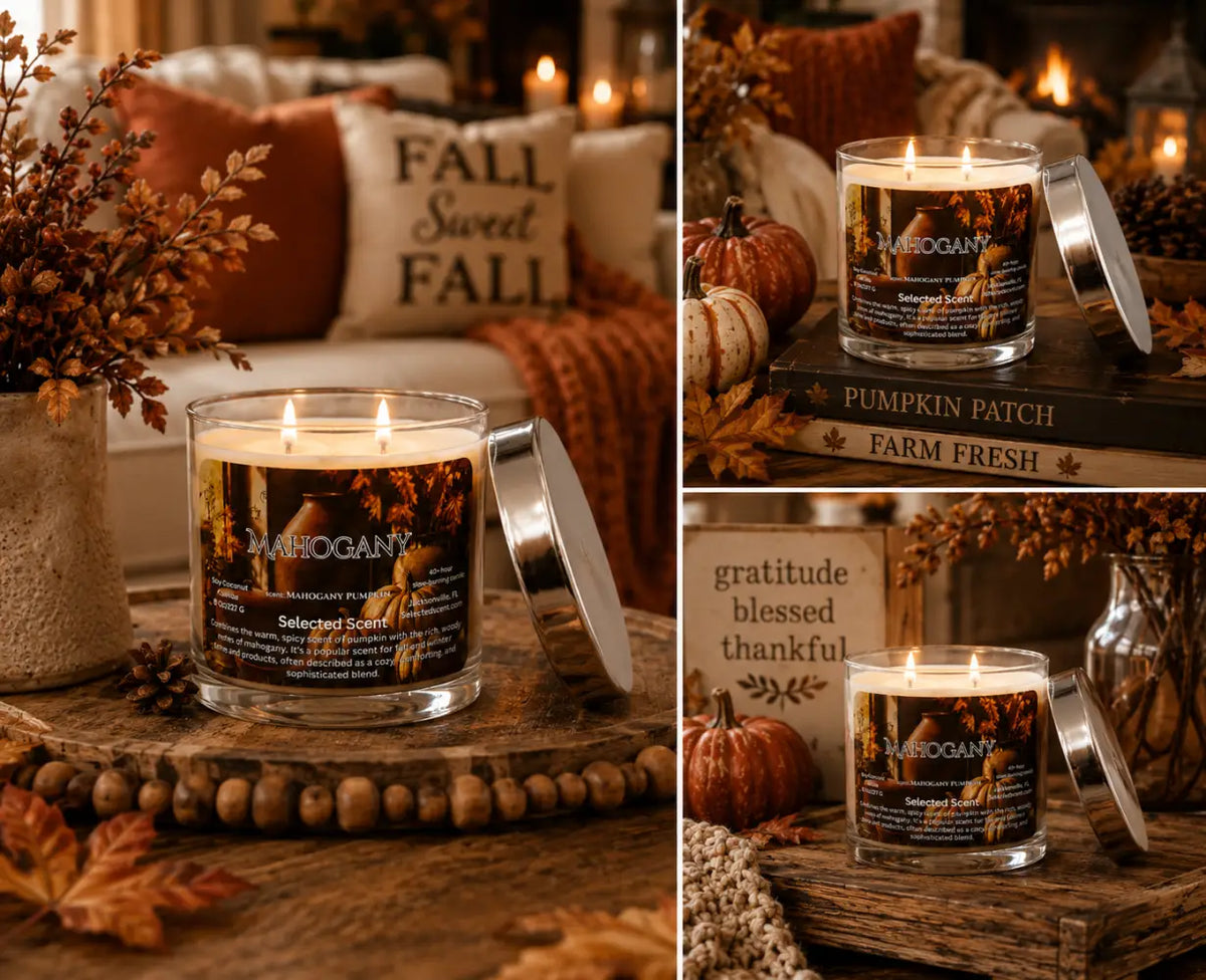 Mahogany marbled 8 ounce candle