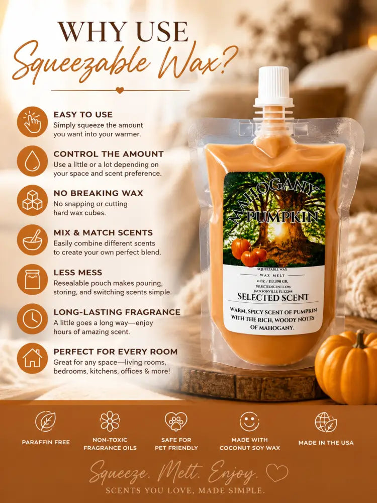 Mahogany pumpkin squeezable wax melt